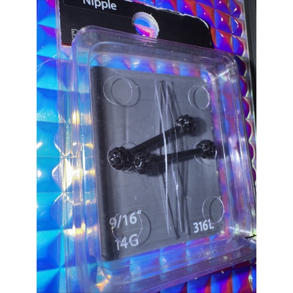 NWT Spencer Pierced Nation 14g 9/16" 316L Nipple Ring Black Bar Bling Gems Spark - Picture 4 of 6